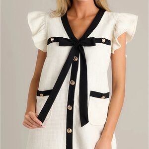 Chic Cream and Black Women's Mini Dress